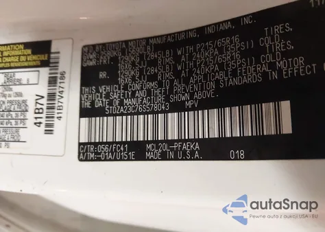 2006 Toyota Sienna Le from USA, damaged, VIN 5TDZA23C76S578043